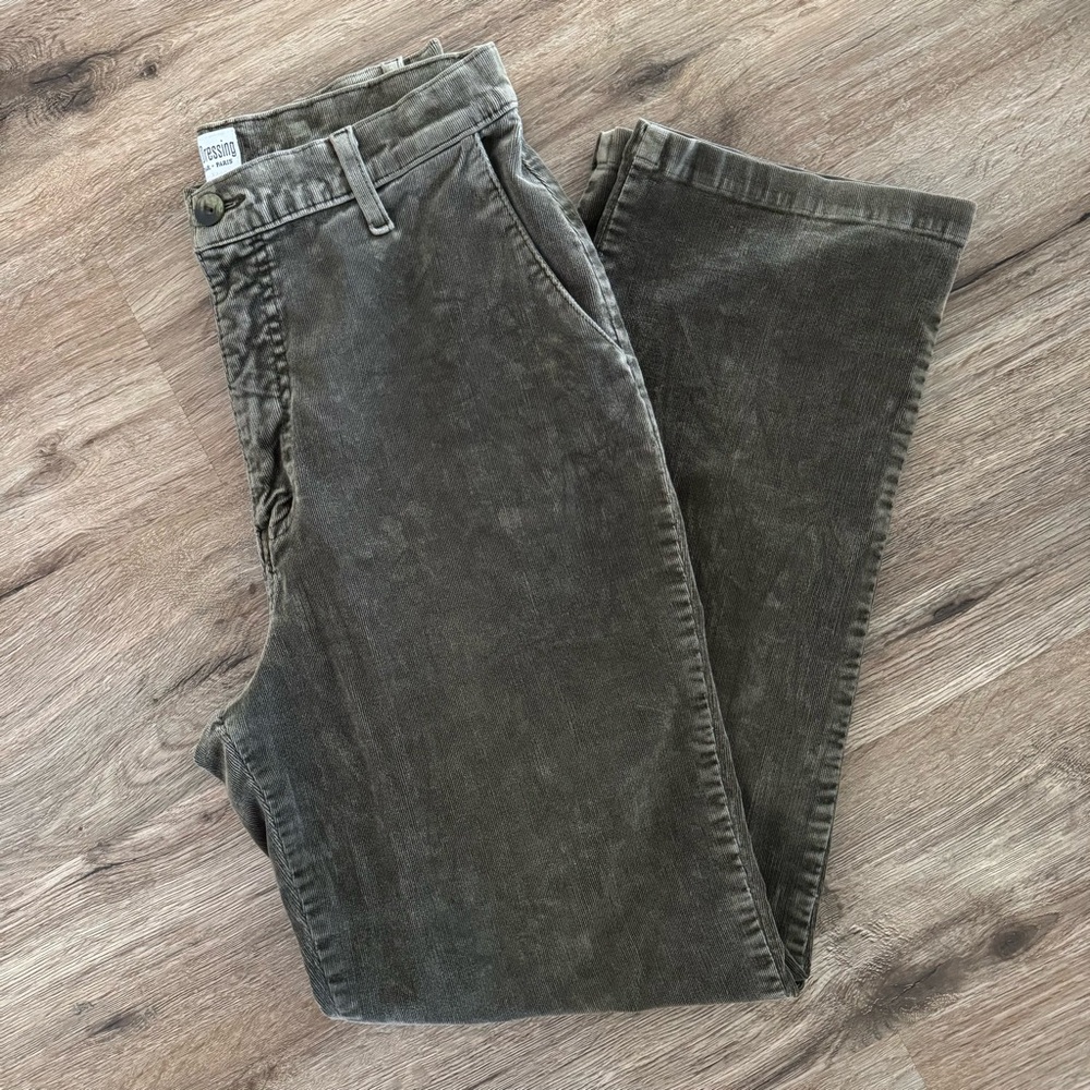 FDJ French Dressing Jeanswear Vintage Olive Green Corduroy Shacket and Pant Set - Picture 7 of 11